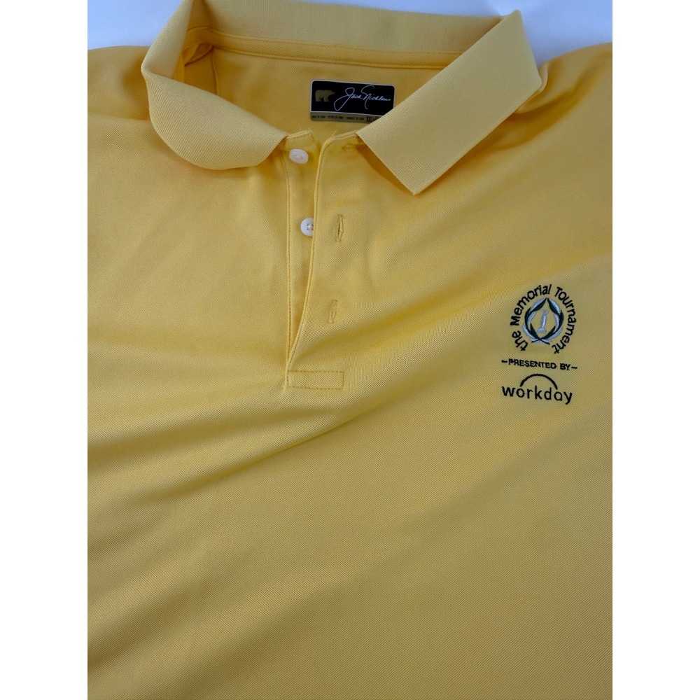 Jack Nicklaus‎ Mens XXL Yellow Memorial Tournament Golf Polo Shirt Golden Bear